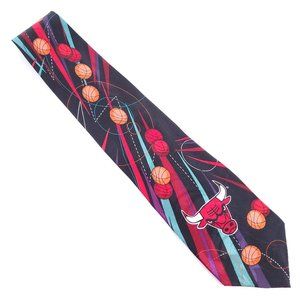 Win Lose or Tie Men's 100% Silk Basketball Tie NBA Chicago Bulls Black 58x4 NWOT